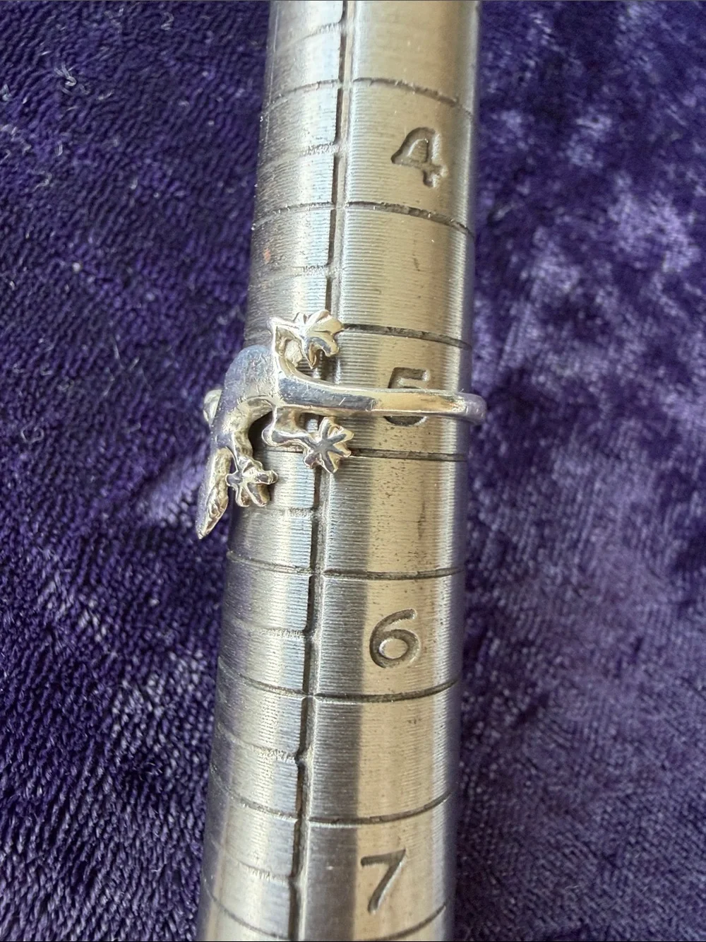 Vintage 925 sterling silver reptile lizard ring, adjustable size - Picture 5 of 6
